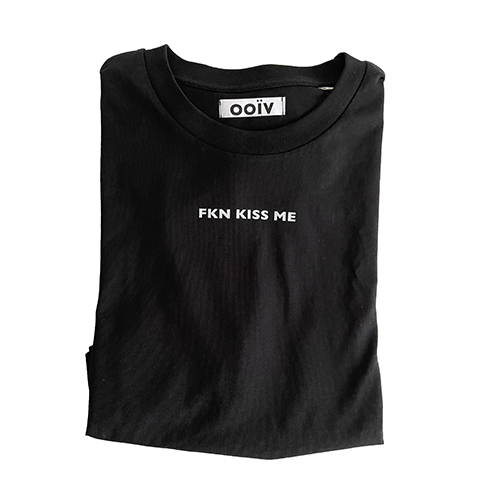 CROPPED SHIRT - KISS ME - BLACK