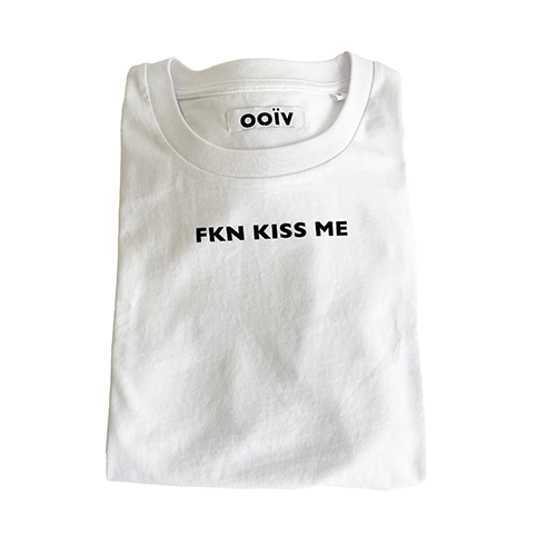 CROPPED SHIRT - KISS ME - WHITE